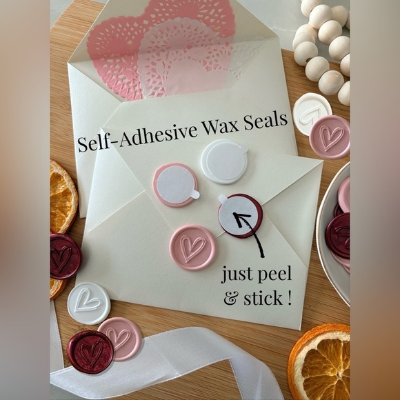 Handmade Other - Handmade Heart Wax Seals Wedding Invite Peel & Stick Minimalist Boho | 25 Pack